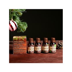 Новогодний набор эфирных масел «Крепкого здоровья», сосна, пихта, эвкалипт, мята, 4 шт. по 15 мл