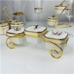 163-027 Набор из 3 банок на подставке MELODYв под.уп.(х12)Фарфор, металл