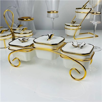 163-027 Набор из 3 банок на подставке MELODYв под.уп.(х12)Фарфор, металл