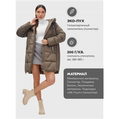 Куртка зимняя женская классическая с капюшоном коричневого цвета 7671K