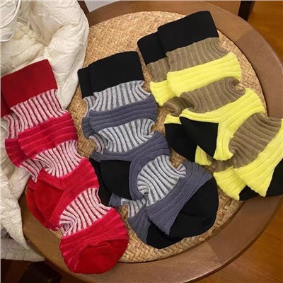 Japanese design flashlight, cotton socks for men and women, internet celebrity, mid-length