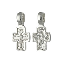 Крест (Ангел Хранитель) из серебра литье  белый