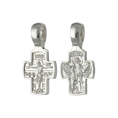 Крест (Ангел Хранитель) из серебра литье  белый