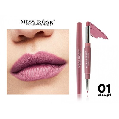 Кремовая помада + карандаш для губ MISS ROSE SWEET GIRL 6 шт
