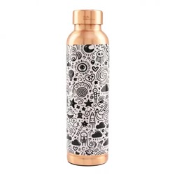Медная бутылка с принтом ДудлиДу (950 мл), Copper Water Bottle DoodlyDoo, произв. The Better Home