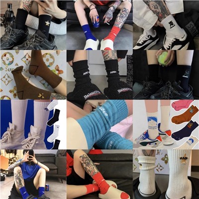 Design embroidery, sports cotton knee socks for men and women, South Korea, with embroidery, internet celebrity