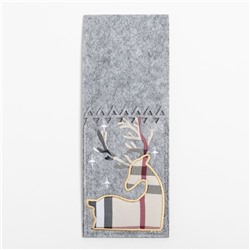 Конверт для столовых приборов «Олень», 8.5×21 см, 100% п/э, фетр, серый