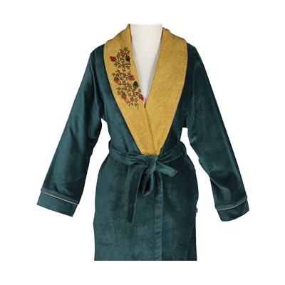 Халат Велюровый Женский (S) Pietra Yeşil Bayan Bornoz Small - EcoCotton