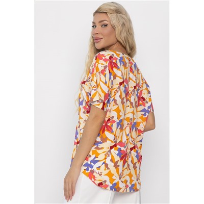 Блуза Маргоша (бежевая/цветы) Б13783-16М