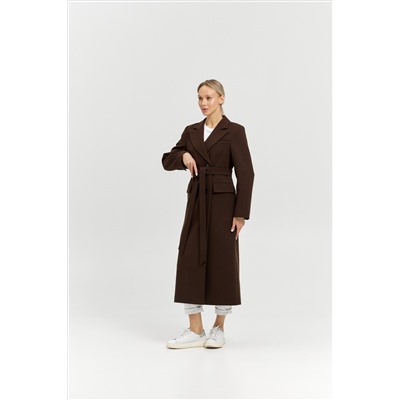 Пальто женское демисезонное 26895 (шоколад/рубчик)