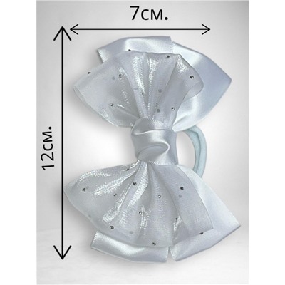 Бантик на эластичной резинке белый 6 шт Арт 6