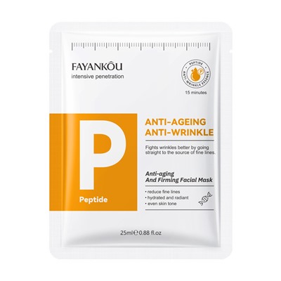 Тканевая маска с пептидами антивозрастная против морщин FAYANKOU Peptide Anti-Aging And Firming Facial Mask, 25 мл