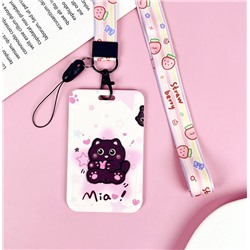 Футляр для карт на ленте "Star сat and hearts", is sitting