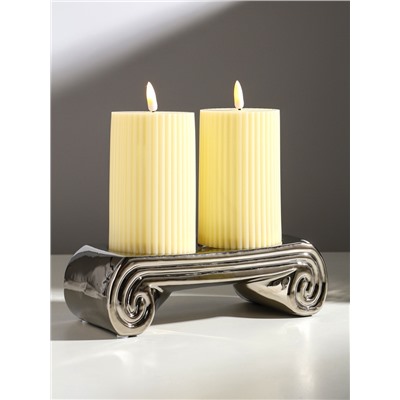 Подсвечник на 2 свечи «Греция», d=7.5 см, серебро, 22.5×10×7 см