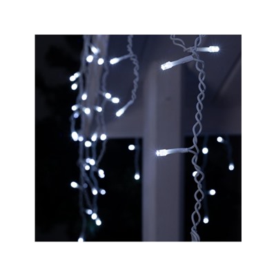 Гирлянда «Бахрома» 4 × 0.6 м, IP44, белая нить, 180 LED, свечение белое, 8 режимов, 220 В