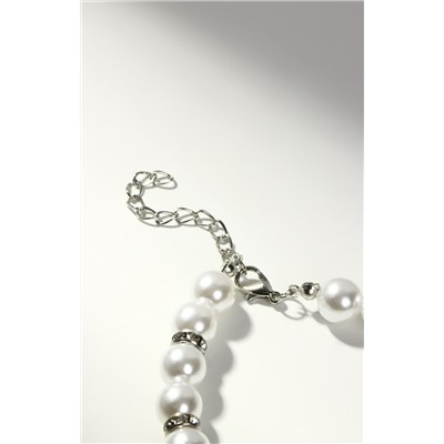 Бусы «Невеста» с жемчугом, шар №10, белые, со, стразами, 40 см