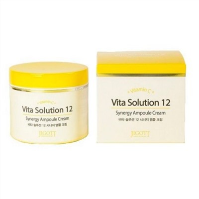 Jigott Ампульный крем для отбеливания и разглаживания морщин / Vita Solution 12 Synergy Ampoule Cream, 100 мл
