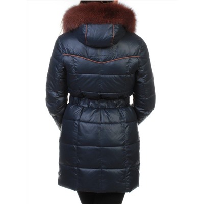 YM13-068 DK. BLUE Пальто женское зимнее (холлофайбер, натуральный мех)