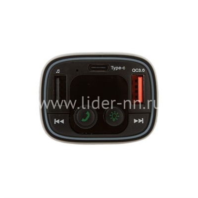 MP3 FM Modulator/АЗУ USB/PD QC3.0 FaizFULL (2 USB/Micro SD/дисплей) FS28 (черный)