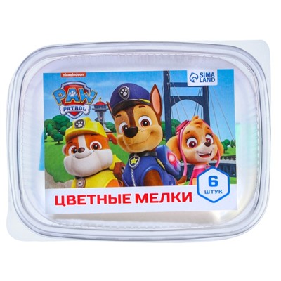 Мелки цветные, 6 цветов, «Щенячий патруль»
