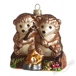 Ежики на бревнышке (стекло) 9,5х6,5х9,5 см