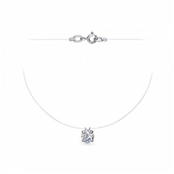 Колье (леска) родированное фианит серебро 925*