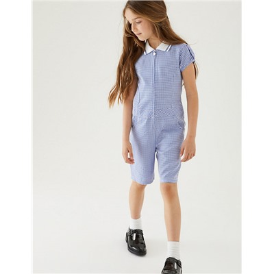 Girls' Gingham School Playsuit (2-14 Yrs)