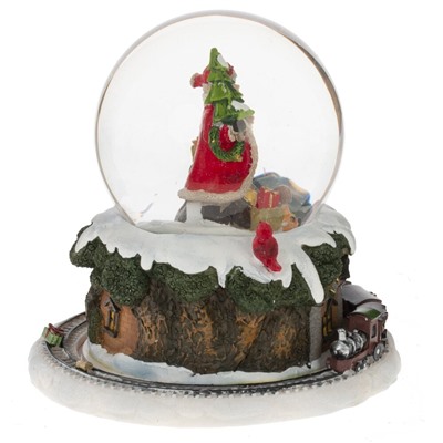 GAEM Фигурка декор в стекл шаре "Санта" (муз с ключ, движ), D 10 см, L15 W15 H15 см