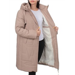 1073 DK. BEIGE Пальто зимнее облегченное женское (холлофайбер 150 гр.)