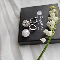 Серьги с белым агатом асимметрия