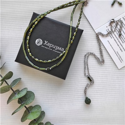 Сет украшений из гематита зелёные травянистые оттенки