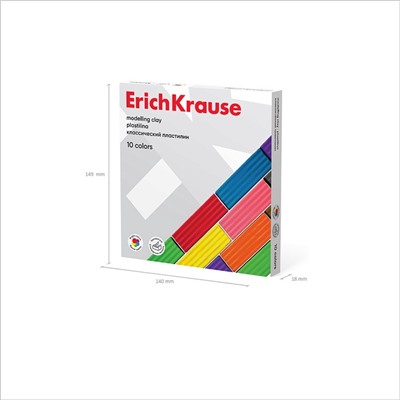 Пластилин 10 цветов, 160 г, ErichKrause Basic, в картонной упаковке