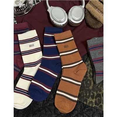 Demi-season retro cotton knee socks, mid-length, Korean style, internet celebrity