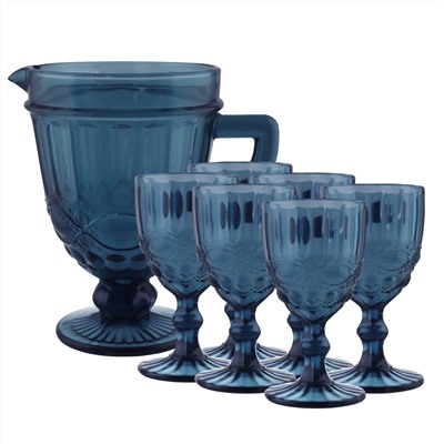 588-434 Набор графин и 6 бокалов 250 мл в под.уп.(х4) Синий