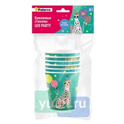 Стаканчики картонные LEO PARTY", 230мм,1/6шт