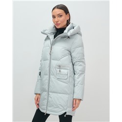 Куртка зимняя женская с капюшоном модная голубого цвета 3193Gl