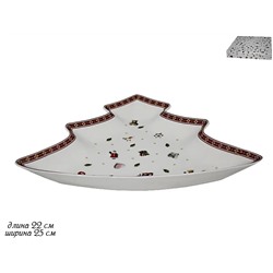 105-623 Блюдо ЁЛКА 25,5х21см  НОВЫЙ ГОД в под.уп.(х24)Фарфор