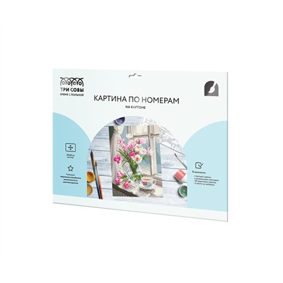 Картина по номерам на картоне ТРИ СОВЫ "Первые подснежники", 30*40, с акриловыми красками и кистями