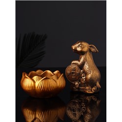 Набор: фигурка «Кролик фэншуй», подсвечник на 1 свечу, 12×20 см, гипс под бронзу