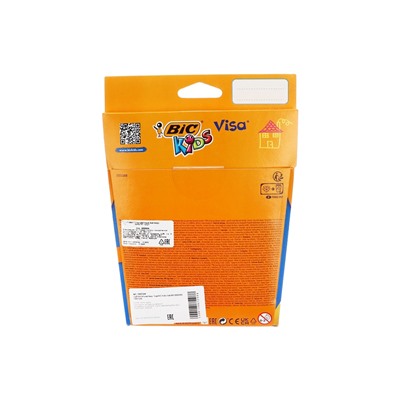 УЦЕНКА Фломастеры 12 цветов BIC Kids Visa, детские, смываемые, тонкое письмо