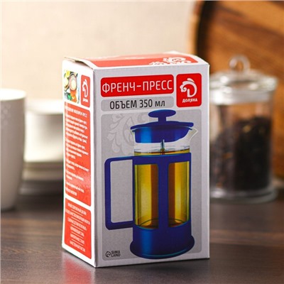 Заварочный чайник френч-пресс Доляна «Классика», 350 мл, стекло, красный