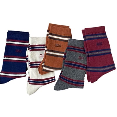 Demi-season retro cotton knee socks, mid-length, Korean style, internet celebrity