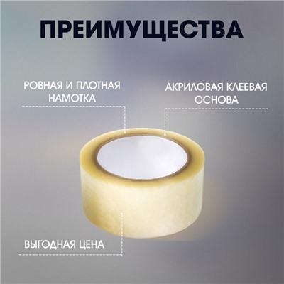 Лента клейкая ТУНДРА, прозрачная, 40 мкм, 48 мм × 66 м