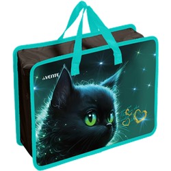 Папка для тетрадей 3D A4 "deVENTE. Black Cat" с расширением 10см на молнии  пластик с ручками 8054472/Китай