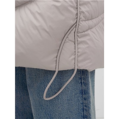 Пальто зимнее утепленное с мехом и капюшоном тренд светло-коричневого цвета 7745SK