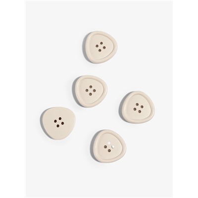 Набор пластиковых пуговиц, 4 прокола, d=25 мм, 5 шт., цвет молочный