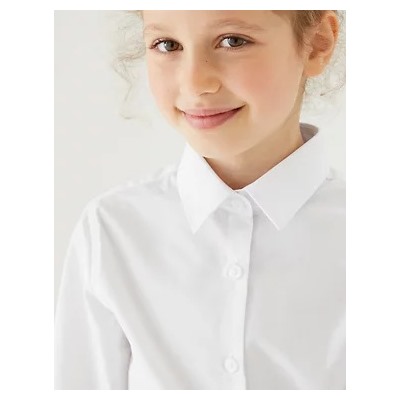 3pk Girls' Slim Fit Easy Iron School Shirts (2-16 Yrs)