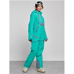 Горнолыжный комбинезон женский зимний зеленого цвета 2323Z