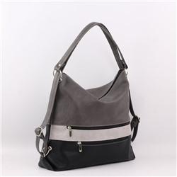 Сумка 387 мульти итальянский серо-черный ФОРМАТ "А4" РЮКЗАК-"ТРАНСФОРМЕР"