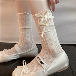 White lace tights, summer thin socks, shoes, mid-length
